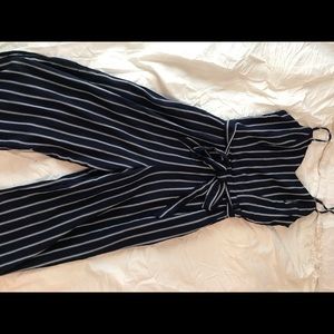 Navy and white jumpsuit
